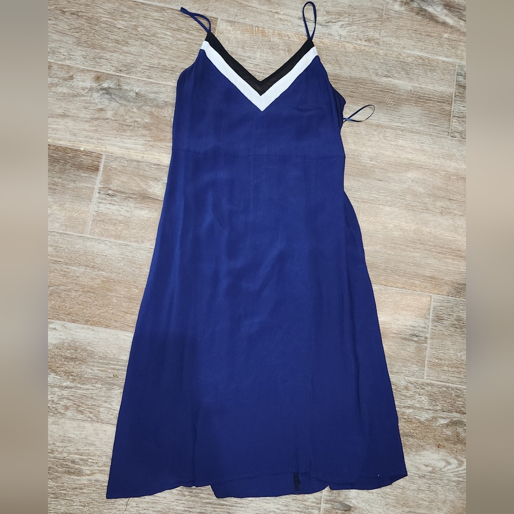 EXPRESS Navy Blue Slip Dress with slit, Size Medium